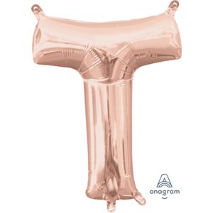 lettre T mylar de 16 pouces en rose gold