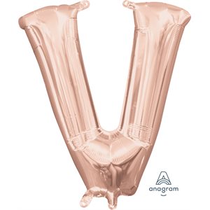 lettre V mylar de 16 pouces en rose gold