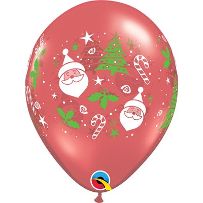 Ballon latex-Père Noël et Sapin