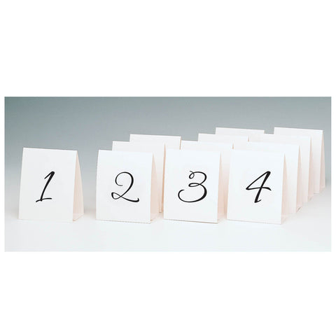 carton blanc avec chiffre pour table de 1-12