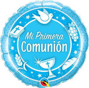 Ballon mylar-Mi primera communion bleu
