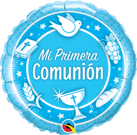 Ballon mylar-Mi primera communion bleu