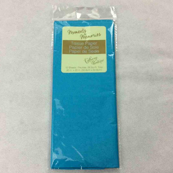 10 feuilles de papier de soie unie turquoise