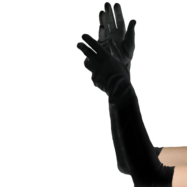 Long gants en satin rouge ou noir