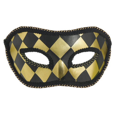 masque arlequin noir et or