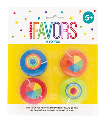 petits yoyo en plastique de couleurs jaune,orange,vert,bleu