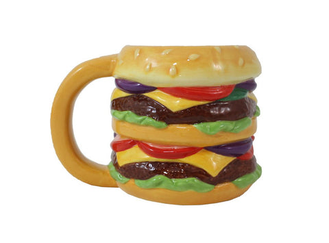tasse en forme de hamburger orange,brun,vert