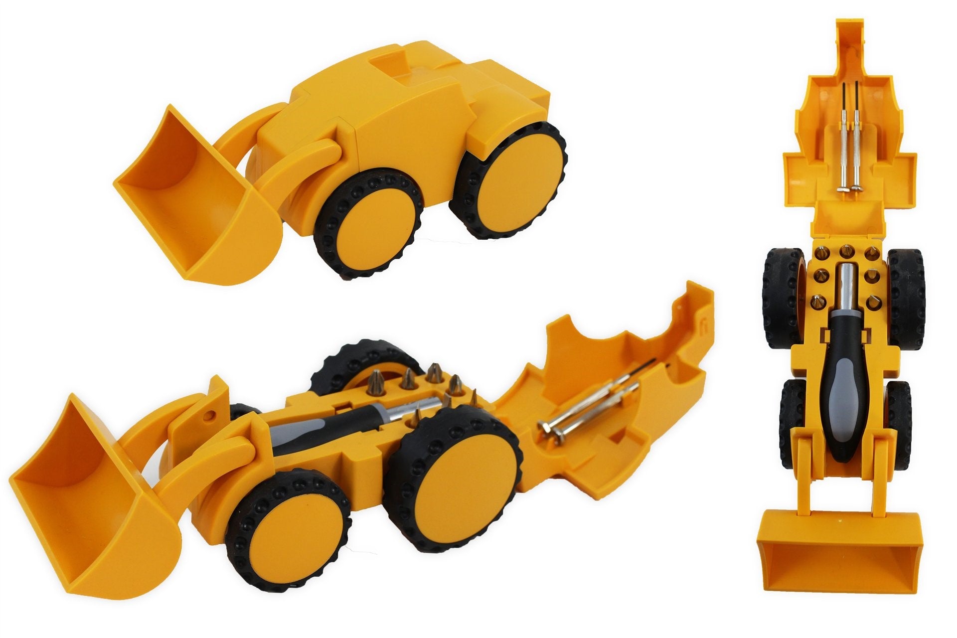 Étuis en forme de tracteur jaune