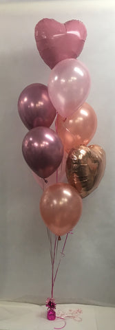 Bouquet de ballons en forme de cœur couleur rose