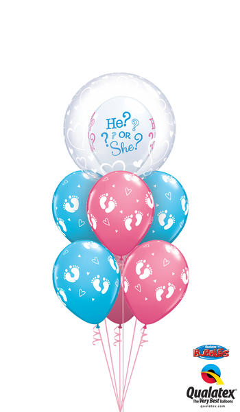 Bouquet de ballons pour shower de bébé ballon à l'intérieur couleurs rose et bleu