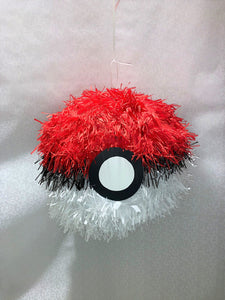 Piñata ronde pokemon ball couleurs rouge,blanche et noir