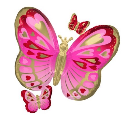 Ballon mylar-Papillons rose