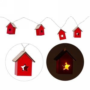 Guirlande de petites maisons rouge lumineuse