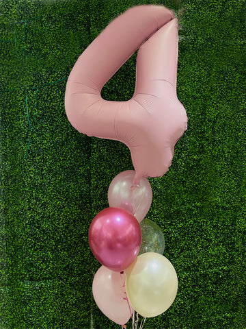 Bouquet de ballons-Grand Chiffre Rose pastel
