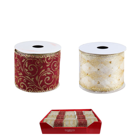 Ruban bordure métallique bourgogne et or